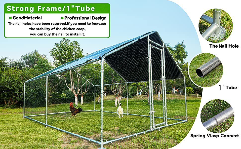 HITTITE Chicken Coop Run Large Metal Chicken Coop, Outdoor