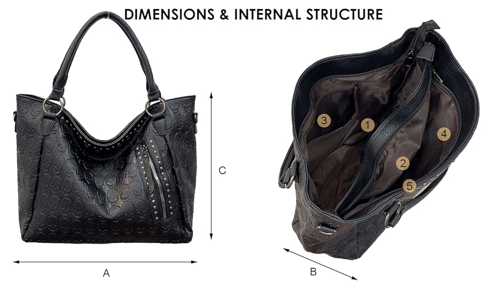 Amazon.com: KEEPOP Women Skull Large Tote Bag Rivet Studded