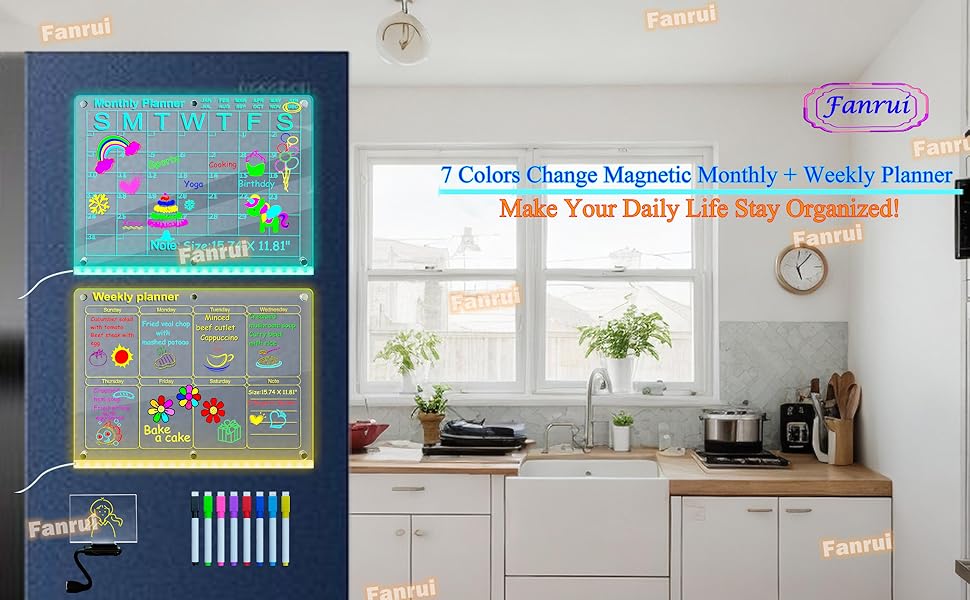 15.74 X 11.81" LED Acrylic Magnetic Planner with Remote
