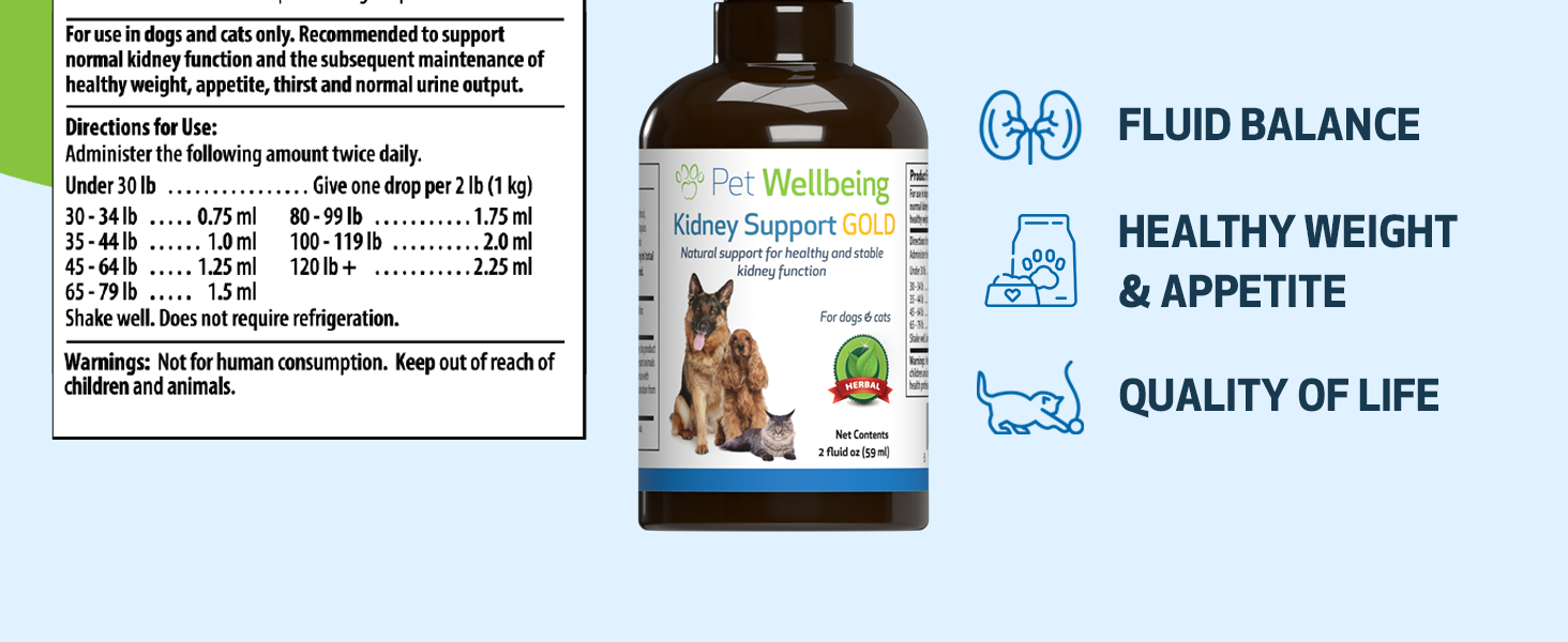 Pet Wellbeing Kidney Support Gold for Cats VetFormulated Supports