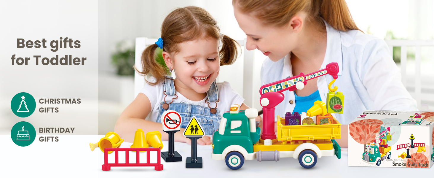 Crane Truck Toy for Toddlers 1 2 3 4 5 6 Year Old