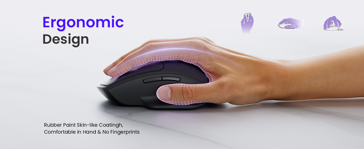 wegear MW1 Ergonomic Wireless Mouse, 2.4GHz with USB