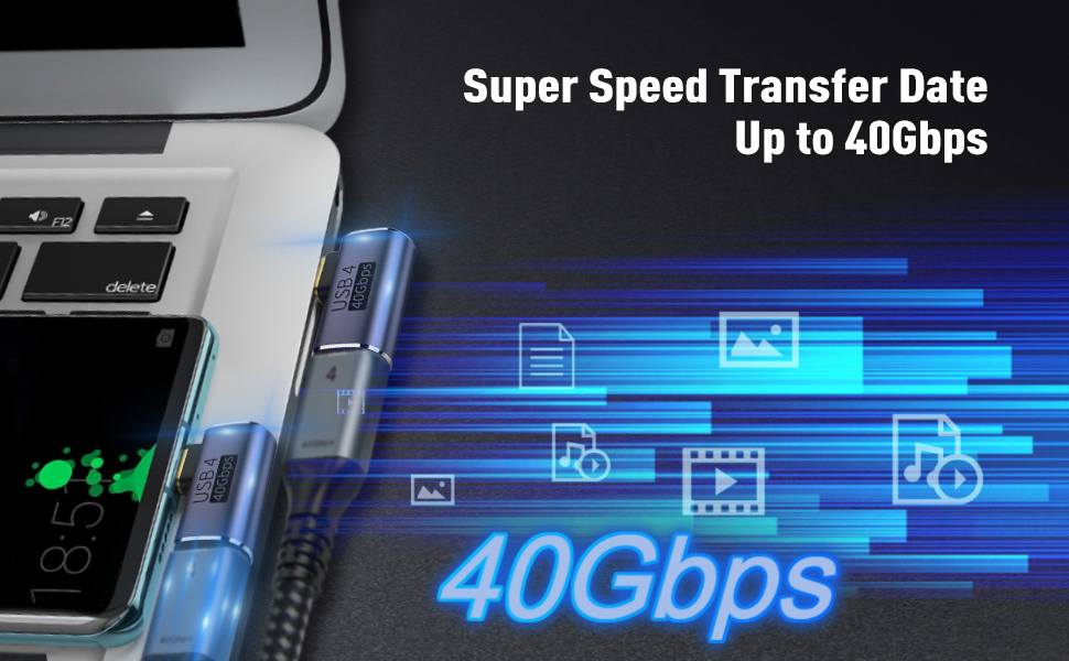 Right Angle USB C Adapter 40Gbps