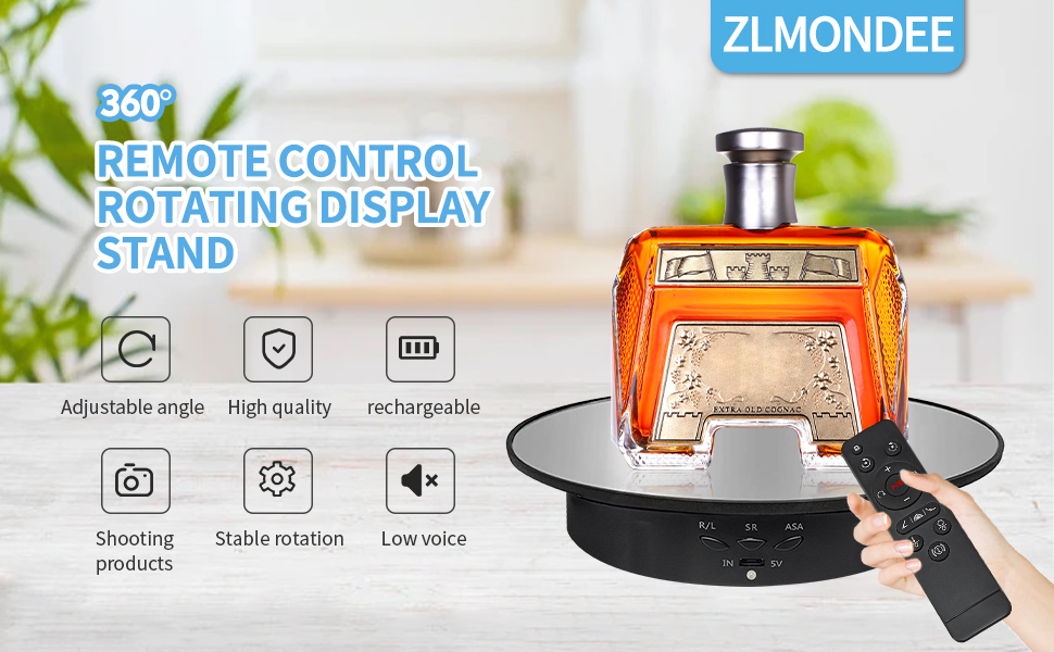ZLMONDEE Remote Spinning Rotating Display Stand,Motorized