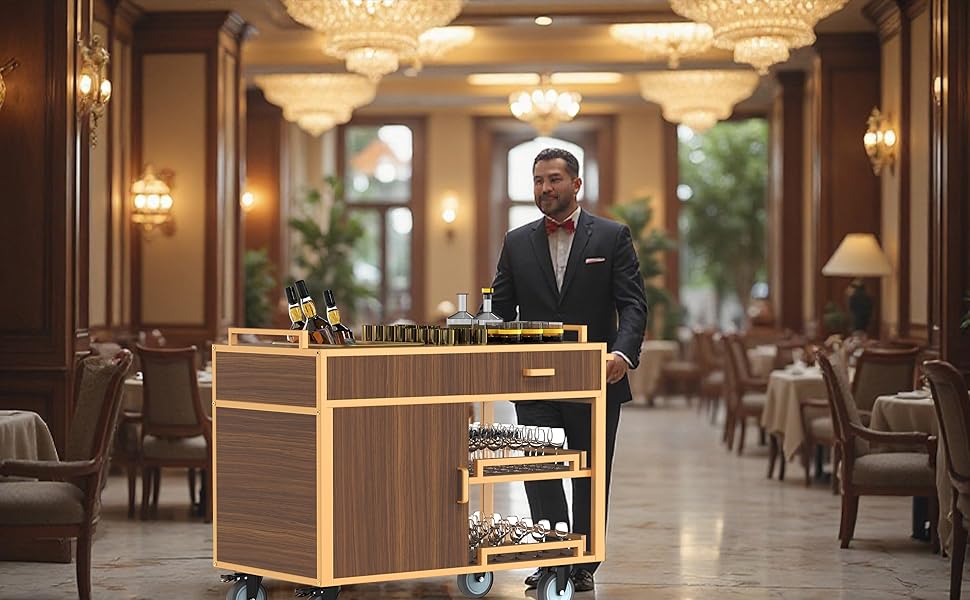 Commercial Wooden Restaurant Service Cart