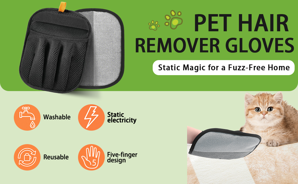 hair pet glove removal remover electrostatic gloves grooming mitt dog cat magic