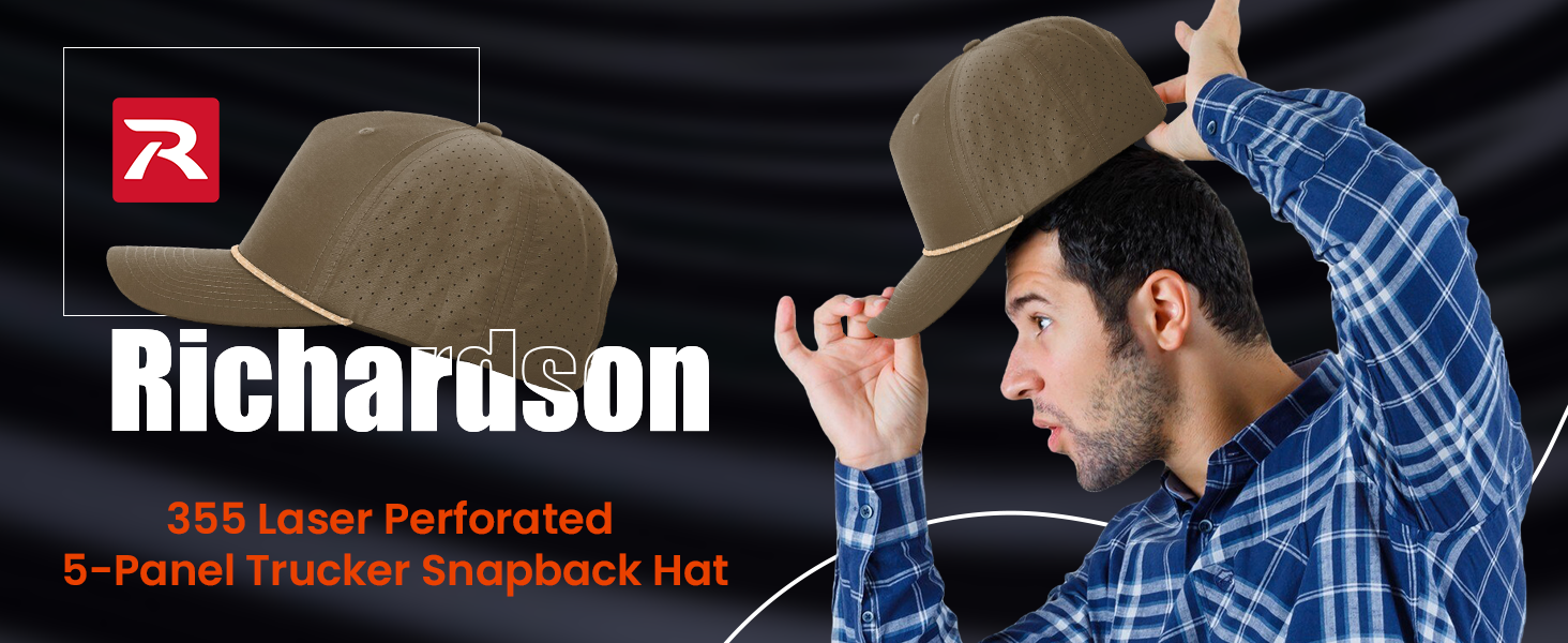 The Hat Pros Richardson 355 Laser Perforated 5Panel Trucker Snapback
