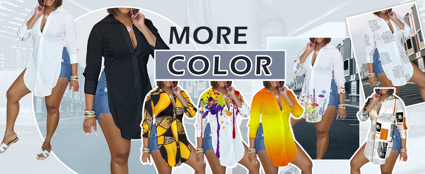 Long Shirt Split Sides for Women Elegant Tops and Blouse Long Sleeve Tunic Shirts