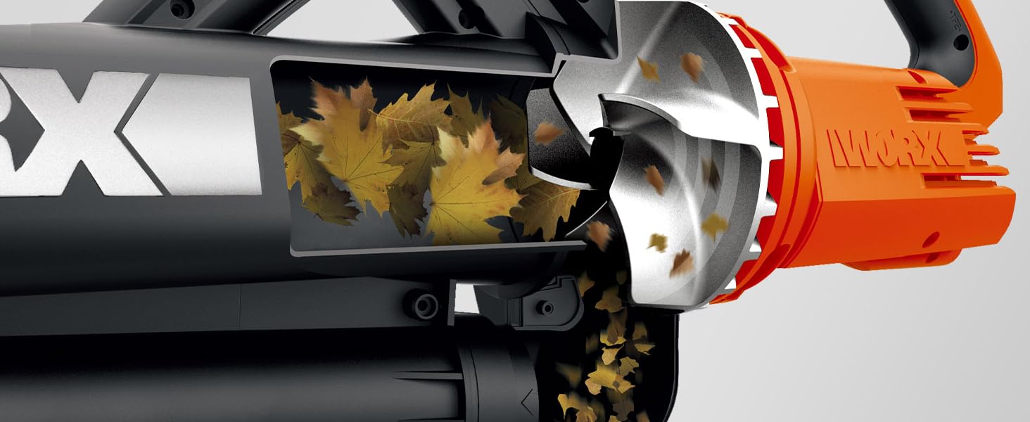 WORX WG509 TRIVAC 12 Amp 3inOne Blower/Mulcher/Vacuum with Metal Impeller, and Collection Bag
