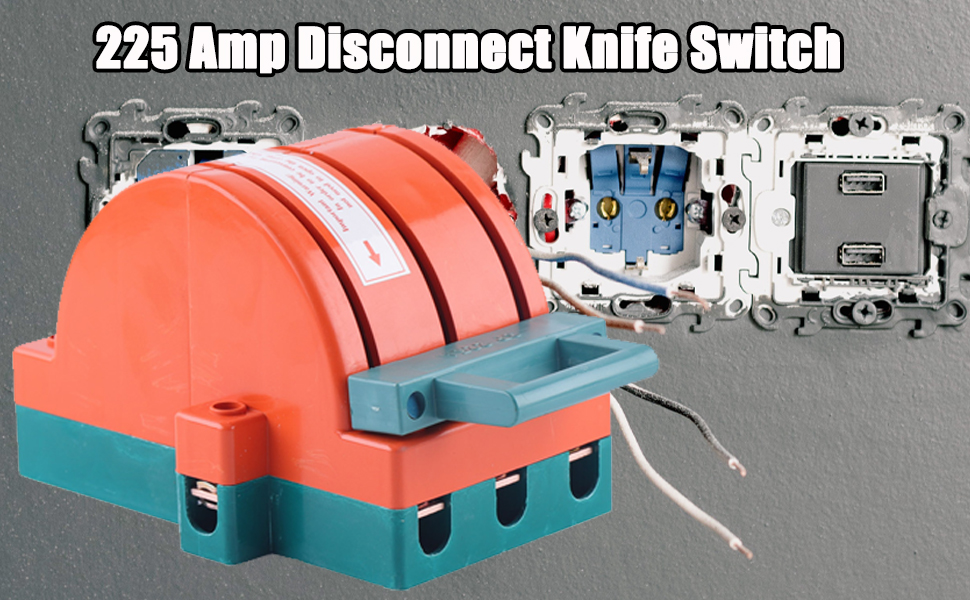 225 Amp Disconnect Knife Switch, 3 Pole Circuit Breaker Backup Generator PC Shell