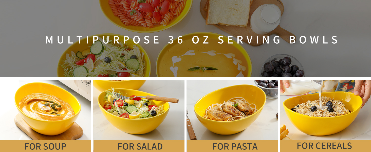 Hasense Porcelain Serving Bowls for Entertaining, Salad Bowls Large Serving for