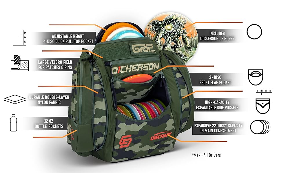 Discraft Chris Dickerson AX5 GRIPeq Disc Golf Bag with