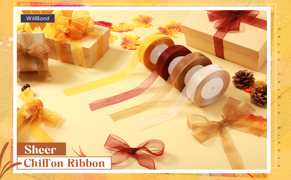Amazon.com: 4 Rolls Fall Sheer Chiffon Ribbon 200 Yards