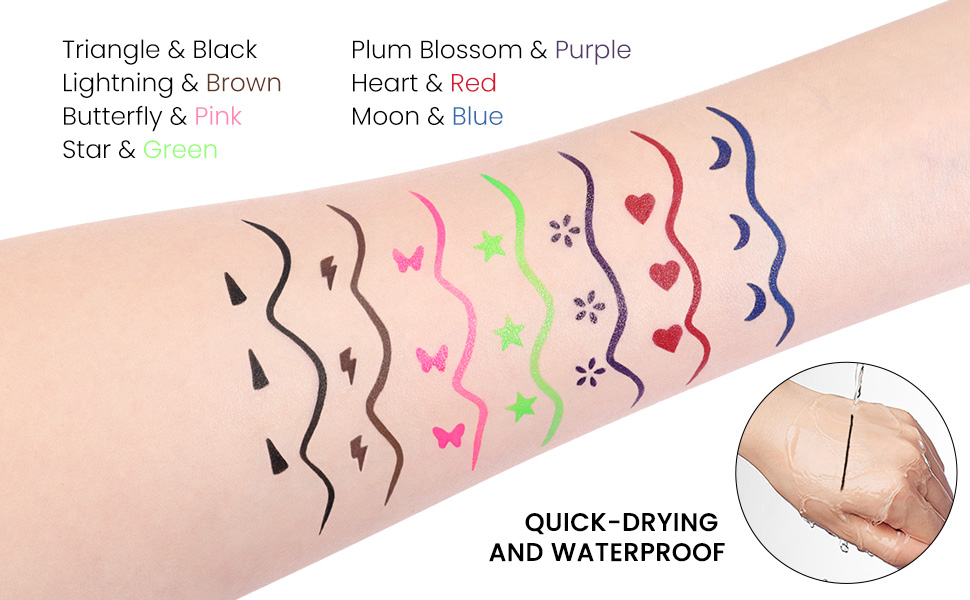 7Pcs Winged Wing Colored Eyeliner Stamps