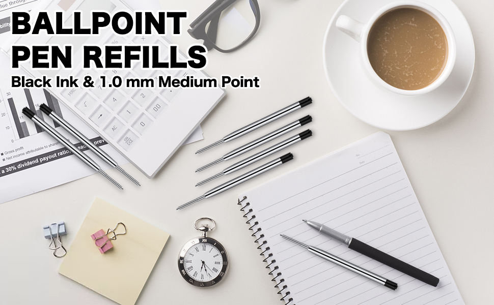 Pen Refills Replaceable Ballpoint Pen Refills Medium Point 1.0 mm Metal Smooth