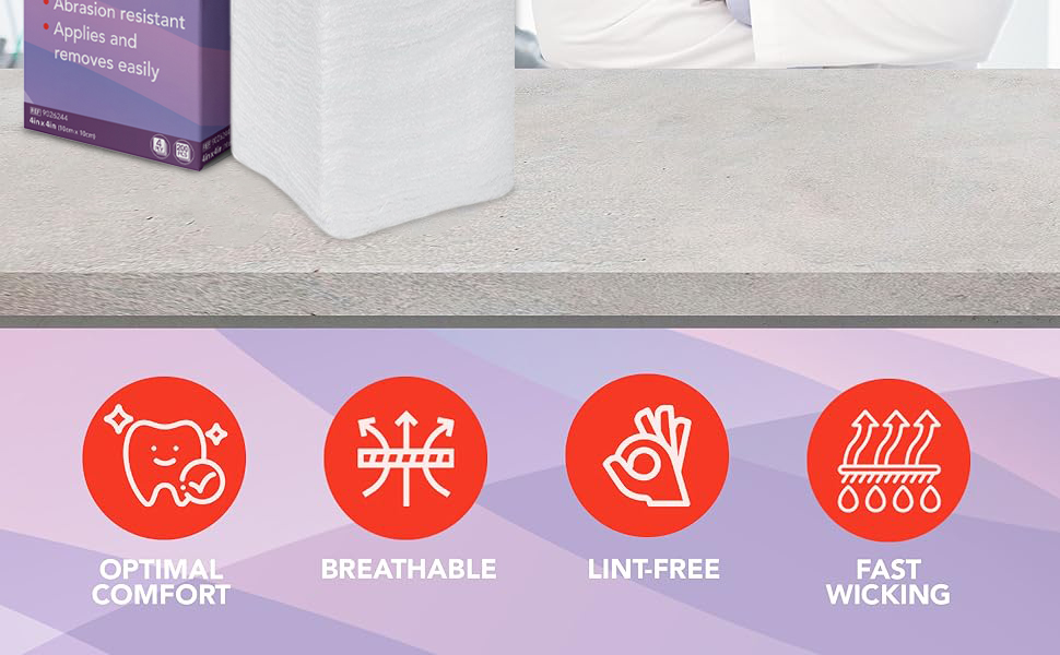 HEALQU 600 Gauze Pads 4x4" Soft NonWoven 4Ply Gauze