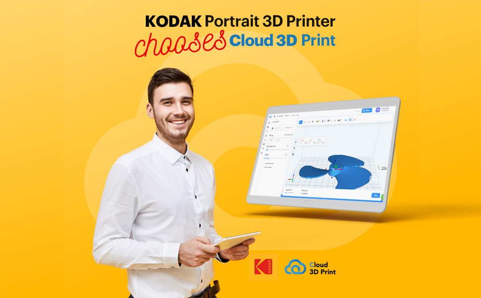 Kodak 3D Printer Portrait, White, 21.1 x 20.7 x 20.7 in 25 KODAK Portrait 3D Printer choose Cloud 3D Print