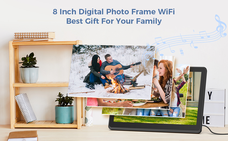 Digital Photo Frame WiFi, 8 inch Smart Electronic Digital Picture