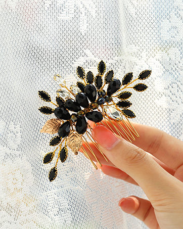Black Rhinestone Hair Comb