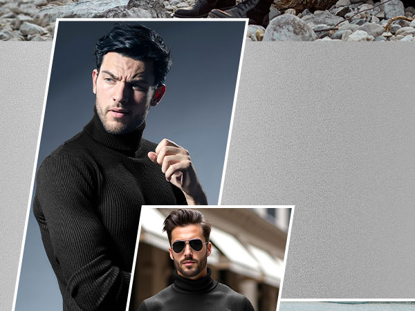 NY Threads Men's Ribbed Turtleneck Slim Fit Pullover Casual