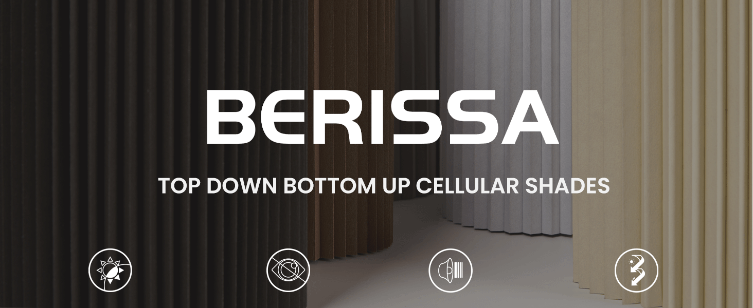Berissa Blackout Door Blinds,Top Down Bottom Up Cellular