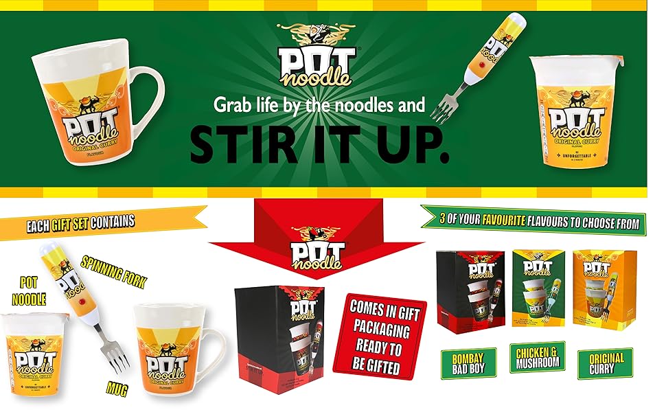 Pot Noodle Gift Set with Spinning Fork & Mug Funny Novelty Gifts for