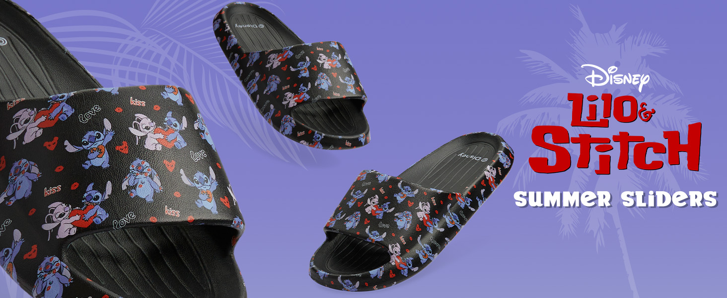 Disney Stitch Girls Sliders, Beach or Pool Shoes for Kids