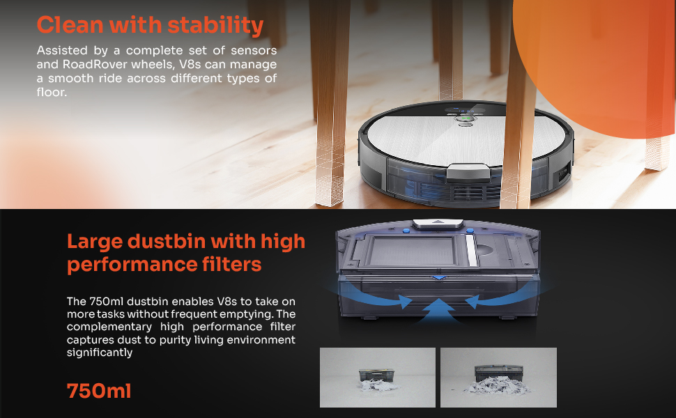 ILIFE V8s Robotic Vacuum Cleaner with mopping,(2300Pa Enhanced Suction