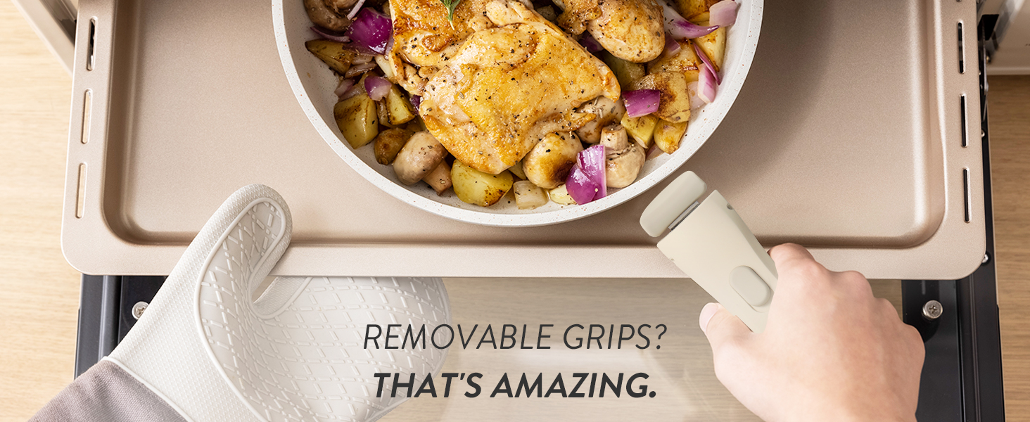 CAROTE Non Stick Pots and Pans Set, Detachable Handle Induction Hob