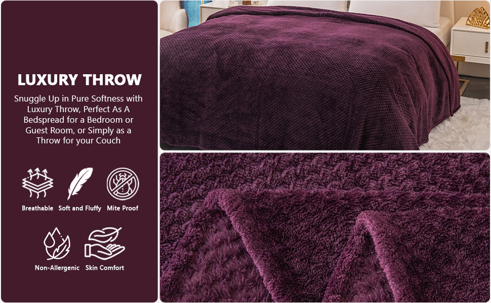 GLS Home Luxury Throw Blanket King Size Waffle Honey Comb Throw Blanket