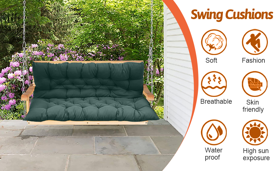 Hsohriif Swing Cushions 3 Seater Replacement 60 inch x 40