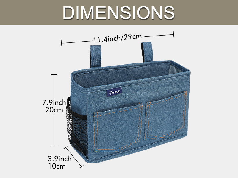 Surblue Bedside Caddy Hanging Bedside Organizer Storage Bag Pocket for