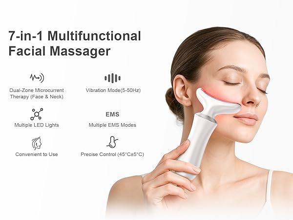 7 in 1 Skin Care Tools 美顔器 ホワイト Amazon.com: 7 in 1 Multifunctional Facial Massager, Red