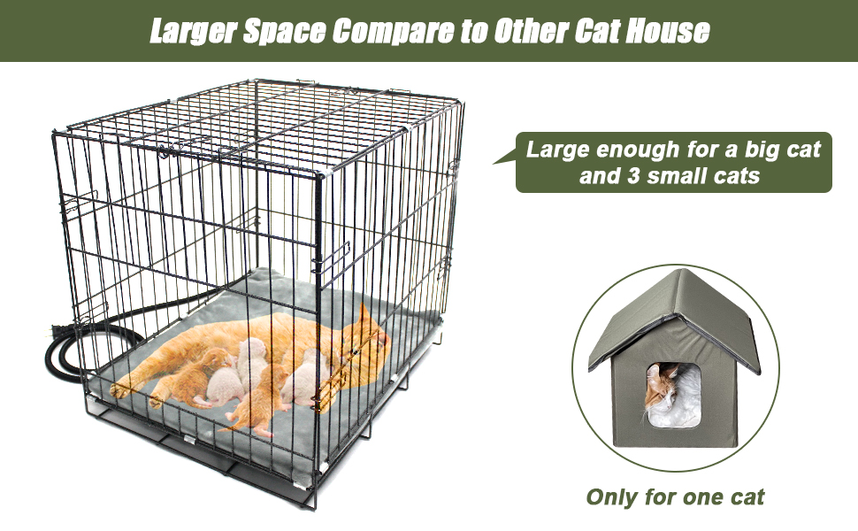 Large Heated Cat House for Outdoor Cats in Winter, Tepoal