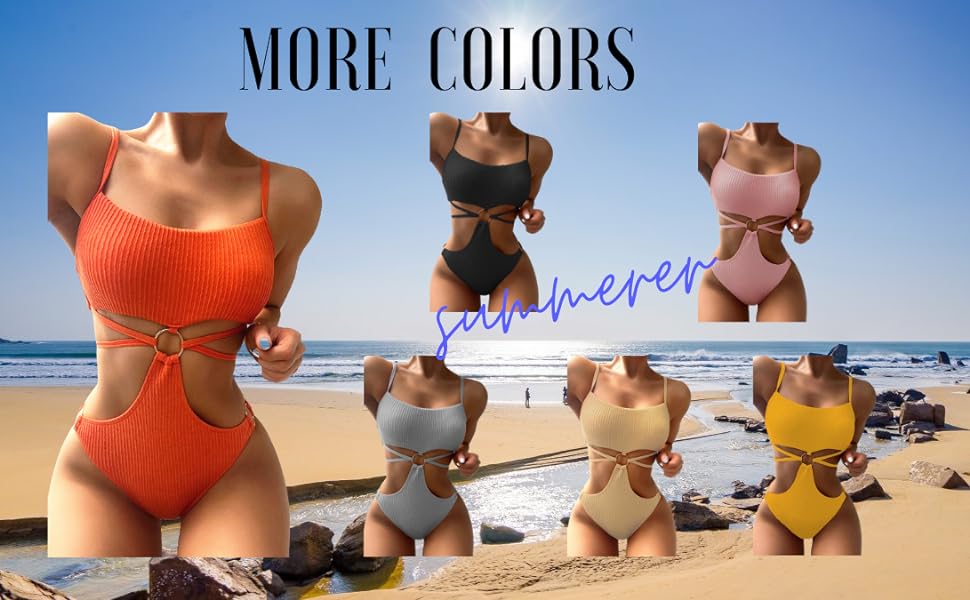 【U LAN】Pick Colorful Back Slit Monokini U LAN】Pick Colorful Back Slit Monokini