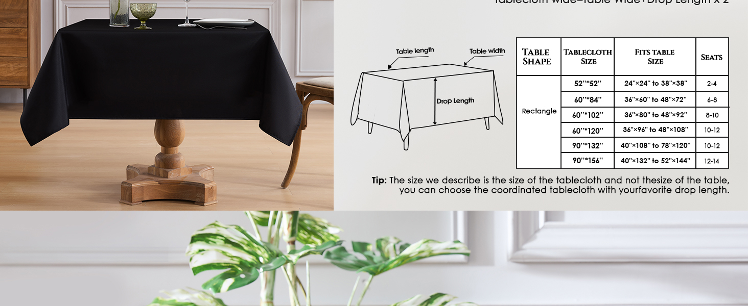 Table Cloths Stain Resistant Decorative Washable Polyester Rectangle Tablecloths