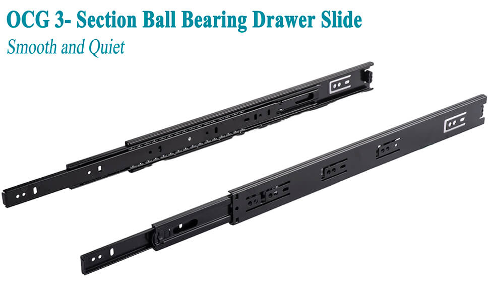 OCG Drawer Slides 20 Inch 1 Pair, Side Mount Drawer Slides, 3Section Ball Bearing Full
