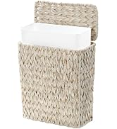 Coeusy Wicker Trash Can with Lid and Liner,Boho Decotative Small Bathroom Trash Cans,Waterproof S...