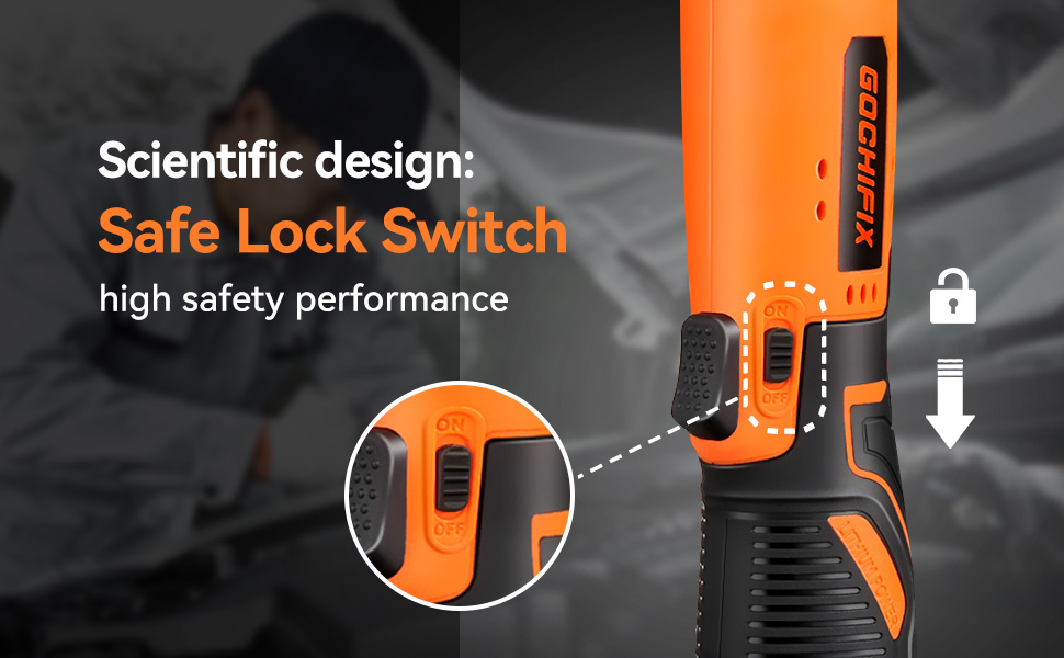 GOCHIFIX 12V Electric Cordless Ratchet Wrench Set 50Ftlbs