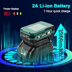 Scie Sabre Sans Fil, STANEW 18V Scie Sabre Avec 2,0Ah Batterie, Scie Electrique Vitesses Réglables 0-3000 SPM, Changement De Lame Sans Outil 17 Batterie de grande capacité et charge rapide