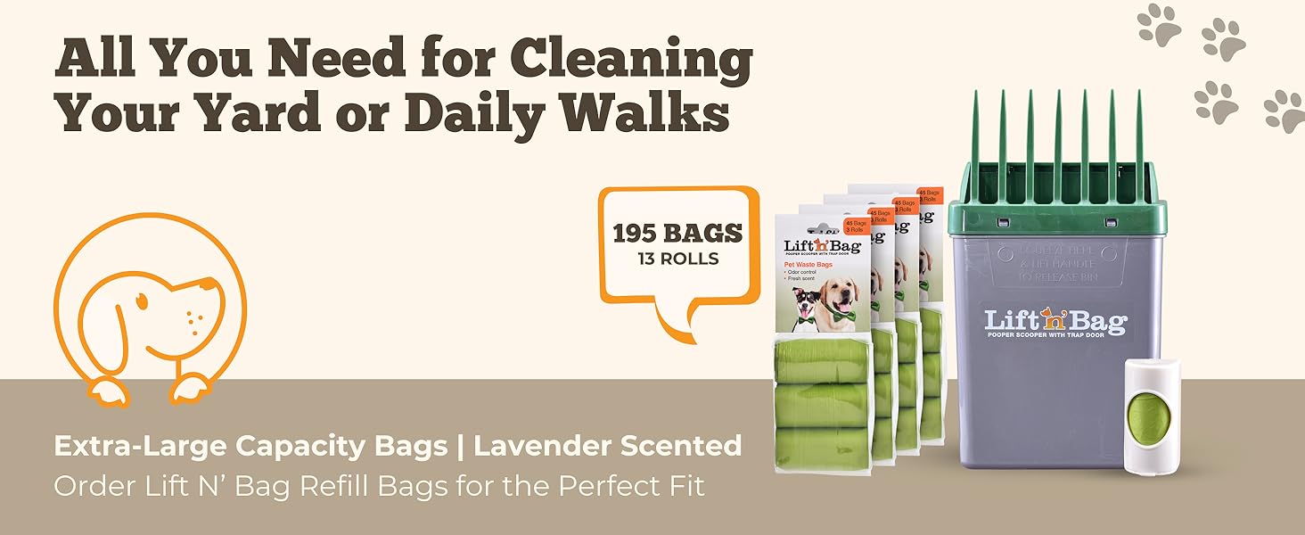 Lift N Bag, 195 Bags, Green/Grey