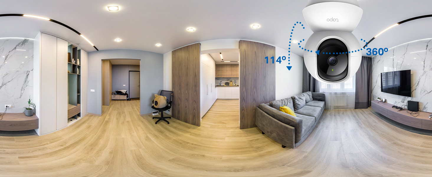 Tapo C200C - Câmara de Vigilância Wi-Fi 360°, 1080p, Visão Noturna, Detecção IA