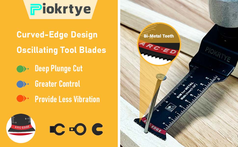 Piokrtye 10Pcs Extra Long Oscillating Saw Blades Arc Edge BiMetal