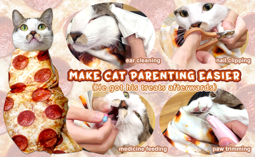 Cat Wrap for Cutting Nails (Pizza)