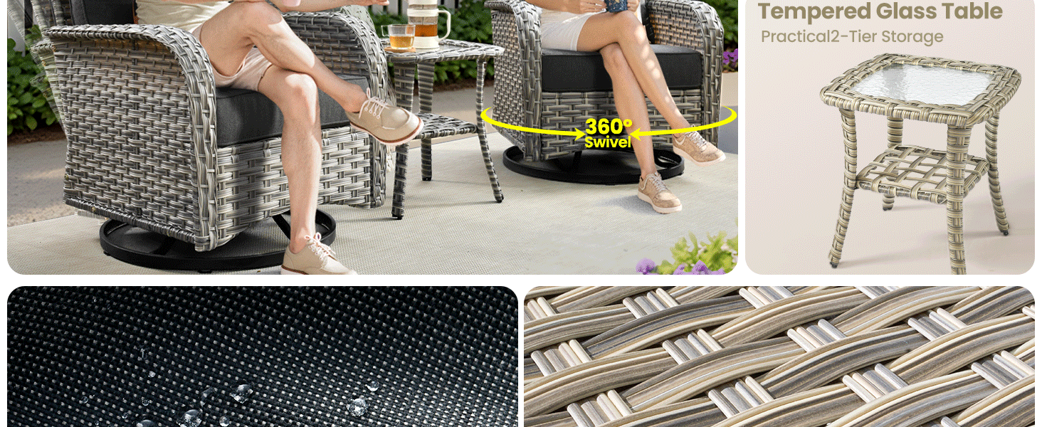 patio outdoor furniture set  rattan sofa porch modern comfy