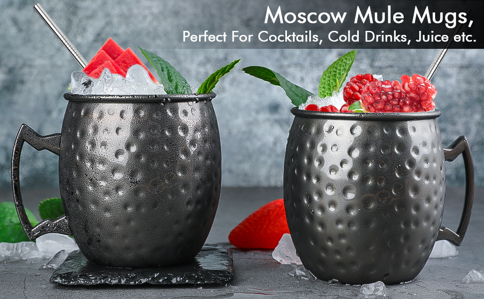 Moscow Mule Mugs Set of 4 Black Moscow Mule Mug 18oz Gunmetal Black