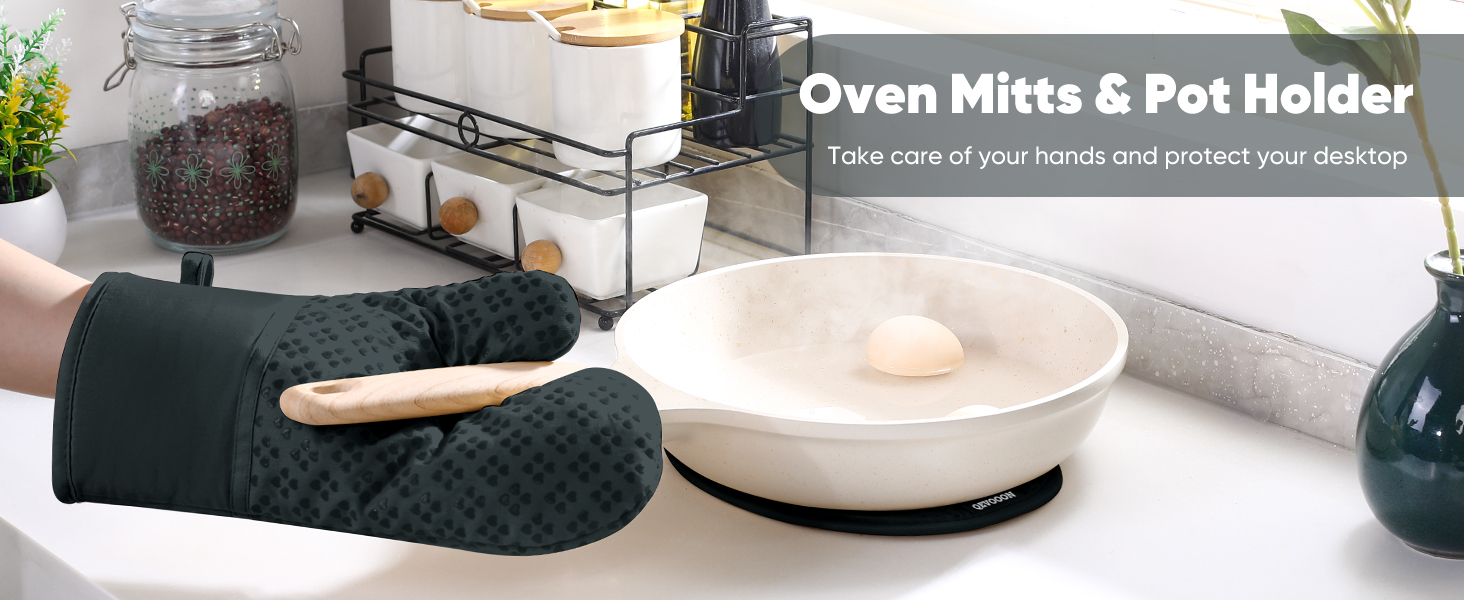 Oven Mitts and Pot Holders 4 Sets, Heat Resistant 500