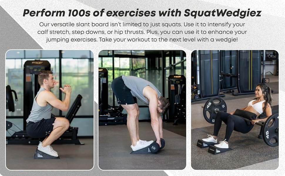 Premium Squat Wedgiez Adjustable 20 Degree Slant Board for Strengthening, Stretching