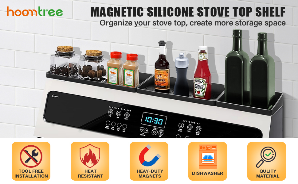 HOOMTREE 30 Inch Stove Top Silicone Shelf for Stove Top,Segmented