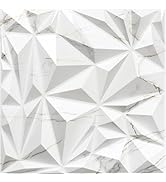 STICKGOO Diamond 3D Wall Panels for Interior Wall Decor, White Marble Mixed Gold Thread 3D Wall P...
